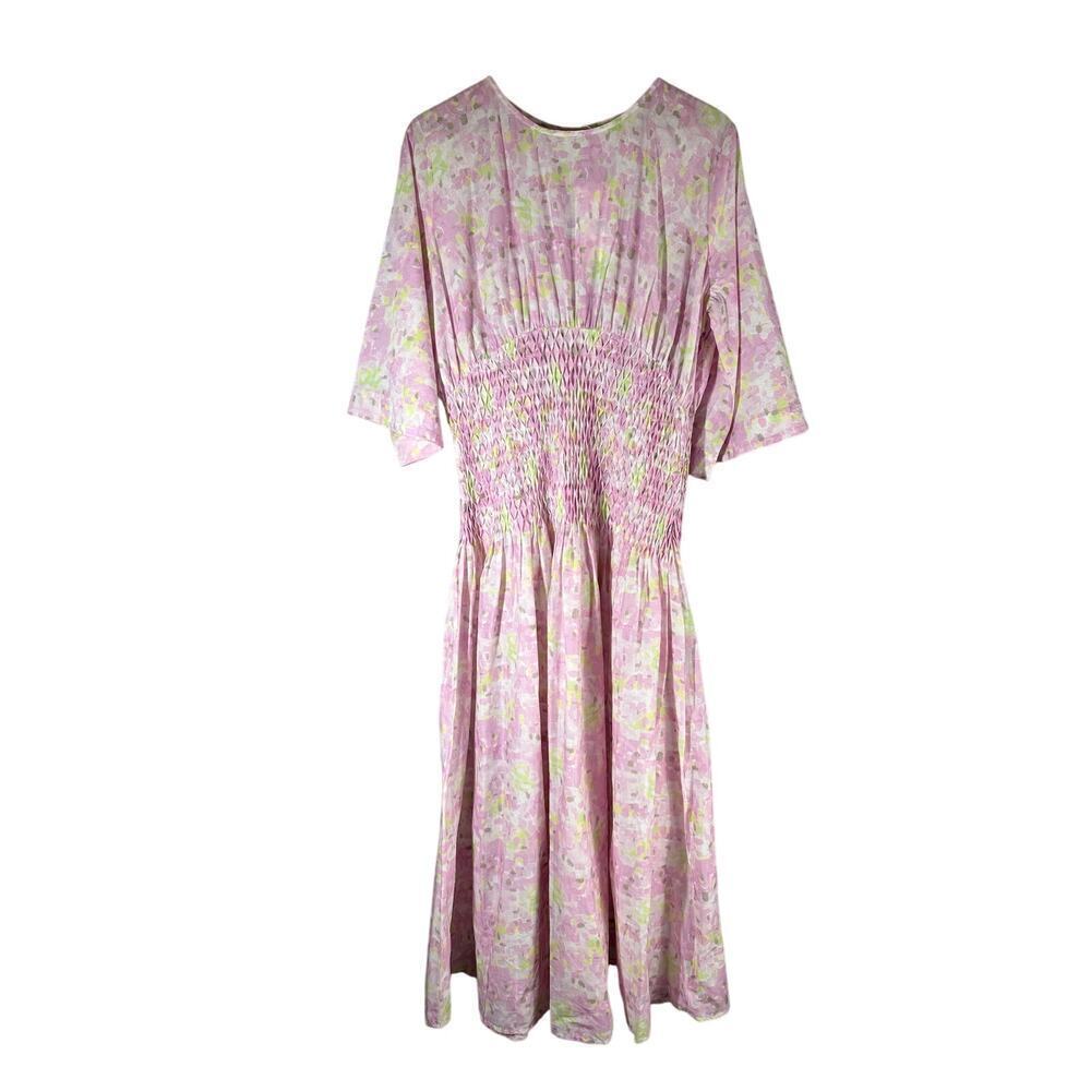 Merlette Alma Print Dress Pink Citrine Mosaic Print Size US 12 Pima Cotton